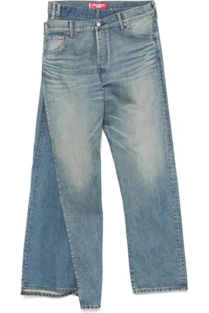 JUNYA WATANABE Jeans, Herr, M, Indigo Blå Knapp Fly Jeans
