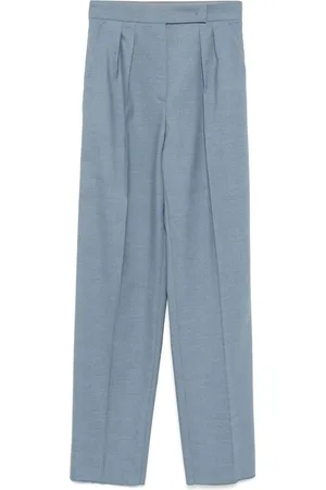 Max Mara Byxor, Dam, M, Stål Blå Plisserade Byxor