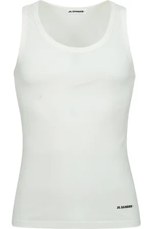 Jil Sander Topp, Dam, L, Bomull, Vit Tanktop Minimalistisk Lyxstil