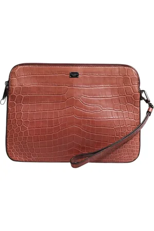Dolce & Gabbana Väska, Herr, ONE Size, Läder, Burgundy Krokodilskinn Logo Portföljväska