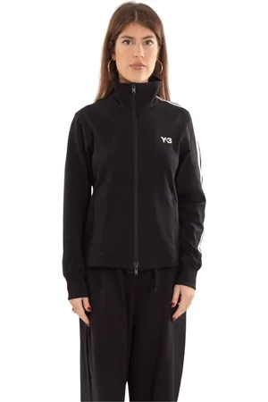 Y-3 Sweatshirts & Hoodies, Dam, M, Svart Track Jacket med 3 Ränder