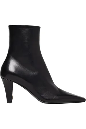 Saint Laurent Skor, Dam, 38 EU, Läder, Svarta Läderklack Ankelboots