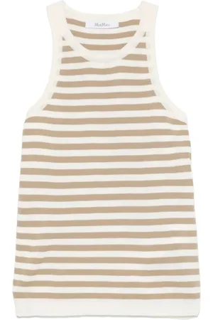 Max Mara Topp, Dam, L, Randig Ärmlös Topp med Rund Hals