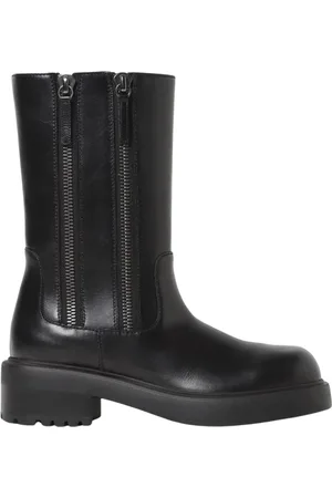 Giuseppe Zanotti Skor, Dam, 37 EU, Läder, Svarta Läder Ankelboots Dubbel Dragkedja