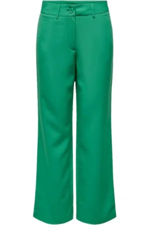 ONLY Byxor, Dam, XS, Bomull, Grön Alhambra Mid Straight Pant