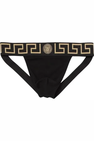 VERSACE Underkläder, Herr, L, Läder, Grekisk Nyckel Jockstrap för Män
