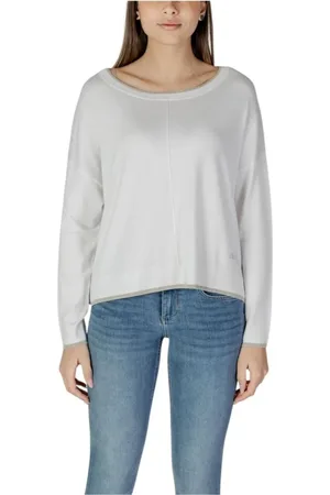 Liu Jo Stickade tröjor & koftor, Dam, 2Xs, Vit Viskos Blandning Sweatshirt