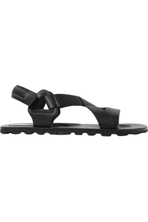 Jil Sander Skor, Herr, 40 EU, Läder, Svarta Läder Platta Sandaler