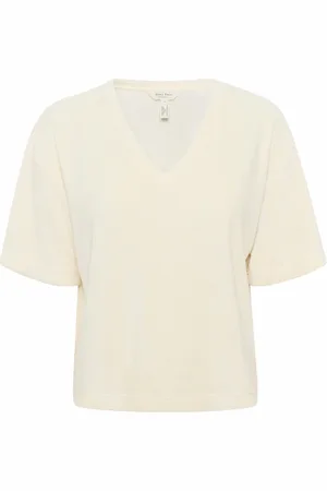 Part Two Topp, Dam, 2Xl, V-ringad Eggnog T-shirt Kortärmad