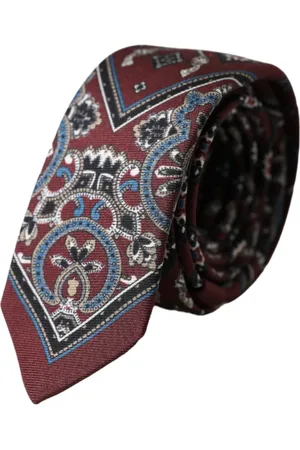 Dolce & Gabbana Accessoarer, unisex, ONE Size, Bordeaux Tryckt Sidens Herr Slips