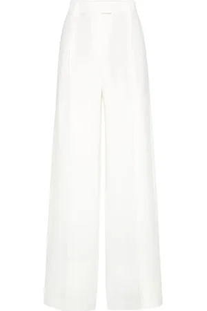 Brunello Cucinelli Byxor, Dam, XS, Vita Byxor med Framknappning