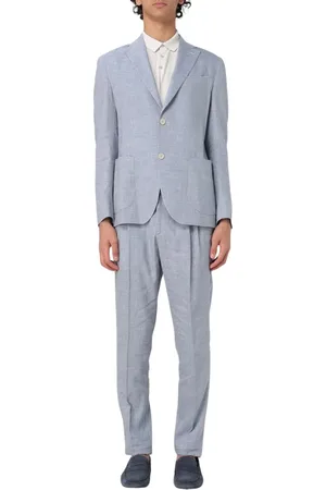 ELEVENTY Kostym, Herr, 2Xl, Linne, Slim Fit Linne Kostym Notch Revers