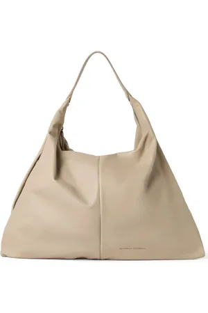 Brunello Cucinelli Väska, Dam, ONE Size, Beige Topphandtag Väska med Logotyp