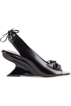 Simone Rocha Skor, Dam, 37 EU, Läder, Svarta Skulpturala Klackar med Snörning