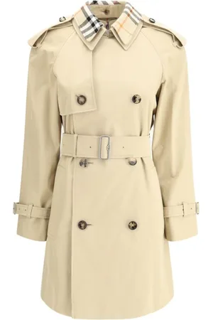 Burberry Kappa, Dam, XS, Bomull, Dubbelknäppt Bomullstrenchcoat