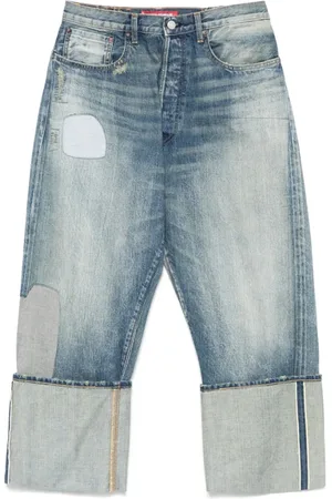 JUNYA WATANABE Jeans, Herr, L, Indigo Blå Klassiska Knappflyg Jeans