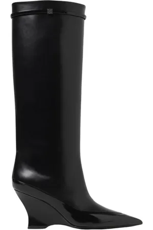 Givenchy Skor, Dam, 39 EU, Läder, Svarta Wedge Heel Höga Stövlar