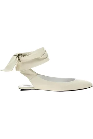 The Attico Skor, Dam, 39 EU, Läder, Vita Läder Bow Ballerina Flats