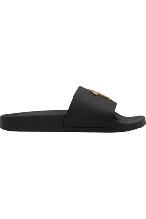 Giuseppe Zanotti Skor, Herr, 40 EU, Läder, Svart läder slide sandal avslappnad
