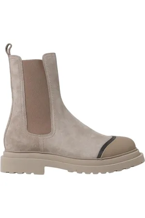 Brunello Cucinelli Skor, Dam, 39 EU, Mocka, Elegant Suede Chelsea Ankelboots