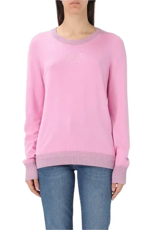 Liu Jo Stickade tröjor & koftor, Dam, XS, Rosa Cashmere Pullover Sweater