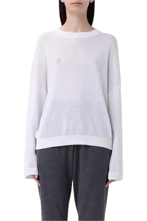Brunello Cucinelli Stickade tröjor & koftor, Dam, M, Linne, Beige Stickad Pullover Sweater