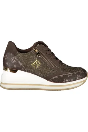 Laura Biagiotti Skor, Dam, 37 EU, Brun Sportig Sneakers med Sidoficka