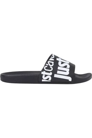 Roberto Cavalli Skor, Herr, 44 EU, Logo Print Svarta Sandaler