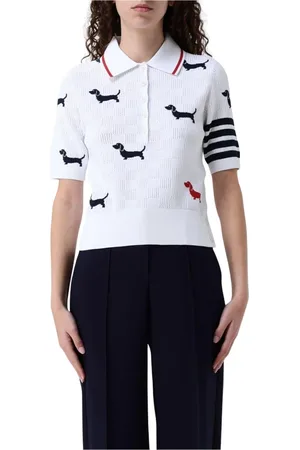 Thom Browne Topp, Dam, S, Stickad Pikétröja Dachshund Stil