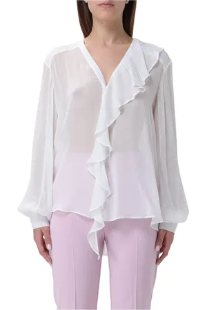 Pinko Blusar & Skjortor , Dam, M, Silke Volang Blus Elegant Vit Skjorta