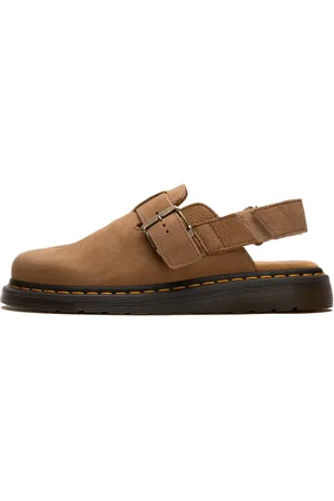 Dr. Martens Skor, Herr, 46 EU, Läder, Patchwork Sandaler med Gula Sömmar