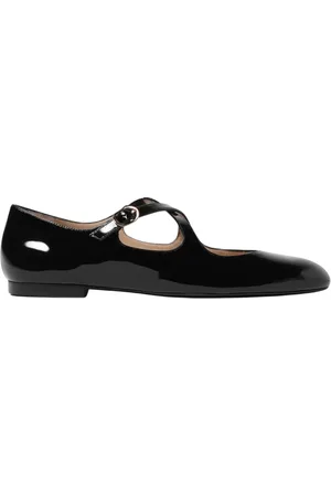 Stuart Weitzman Skor, Dam, 36 1/2 EU, Läder, Svarta Lackläder T-Rem Platta Skor