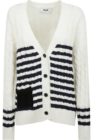 Msgm Stickade tröjor & koftor, Dam, M, Bomull, Randig Stickad Kofta