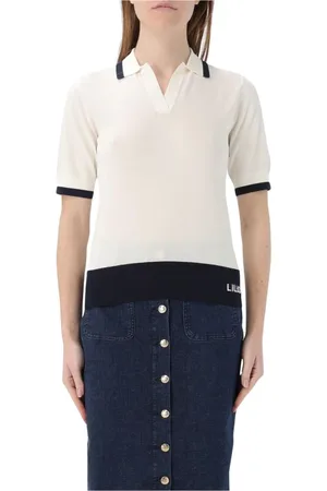 Liu Jo Stickade tröjor & koftor, Dam, S, Elegant Stickad Polo Shirt med Tipping
