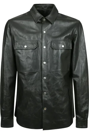 Rick Owens Jacka, Herr, L, Läder, Elegant Skinnjacka med Tryckknappar