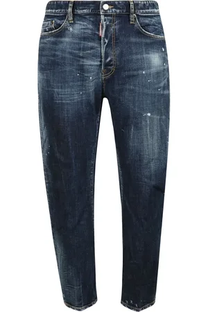 Dsquared2 Jeans, Herr, 2Xl, Denim, Stretch Denim Jeans med Dold Knappstängning