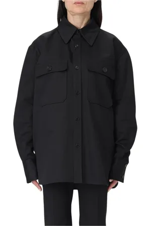 Saint Laurent Jacka, Dam, M, Bomull, Svart Bomullsskjorta, Elegant och mångsidig