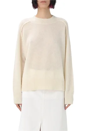 A.P.C. Stickade tröjor & koftor, Dam, M, Stilren Vit Crewneck Sweater