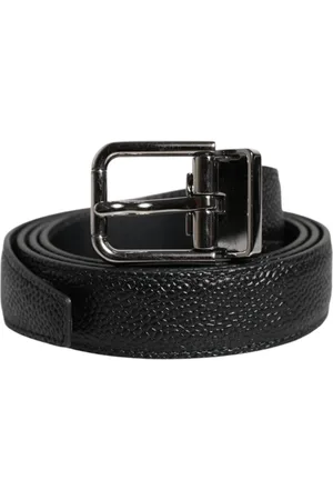 Dolce & Gabbana Accessoarer, Herr, 90 CM, Läder, Svart Läder Klassisk Metallspänne Bälte