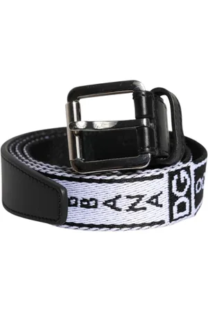 Dolce & Gabbana Accessoarer, Herr, 110 CM, Läder, Metalllogotypspänne Bälte Svart Vitt