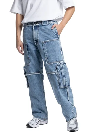 IUTER Jeans, Herr, W30, Denim, Fringes Denim Cargo Byxor
