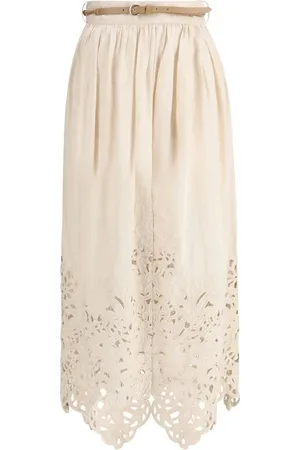 ZIMMERMANN Kjol, Dam, S, Linne, Broderad Linne Midi Kjol