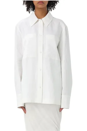 Jil Sander Blusar & Skjortor , Dam, S, Linne, Vit Linneskjorta med Avslappnad Passform