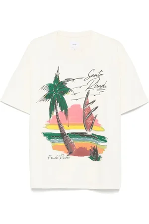 Rhude Topp, Herr, M, Beige Crew Neck Kortärmad T-shirt