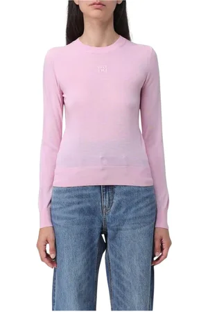Alexander Wang Stickade tröjor & koftor, Dam, L, Rosa Merino Wool Crew Neck Sweater