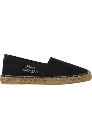 Saint Laurent Skor, Herr, 40 EU, Jute, Svart Broderad Canvas Espadriller