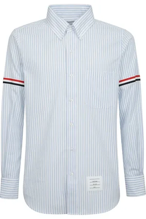 Thom Browne Skjorta, Herr, S, Bomull, Randig bomullsskjorta med button-down krage