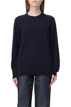 A.P.C. Stickade tröjor & koftor, Dam, L, Blå Ull Crew Neck Sweater