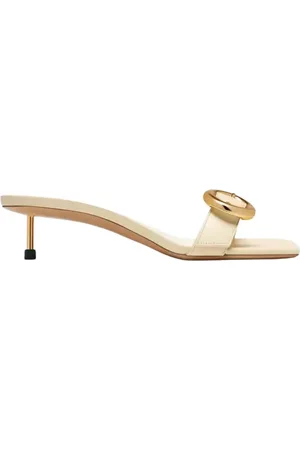 Jacquemus Skor, Dam, 37 EU, Kräm Stilett Sandaler med Fyrkantig Tå