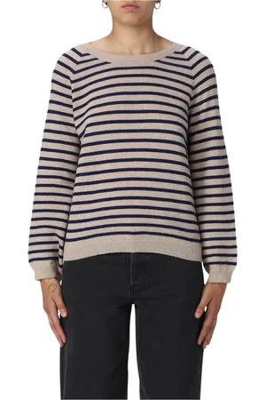 A.P.C. Stickade tröjor & koftor, Dam, L, Randig Cashmere Pullover Sweater